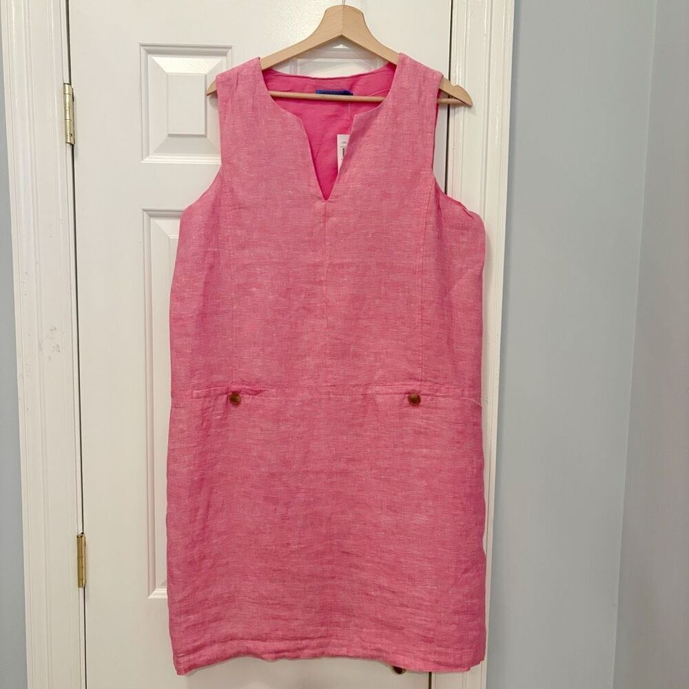 NWT J. McLaughlin Rue Dress100% Linen Size L Pink $198.00 - Picture 2 of 7
